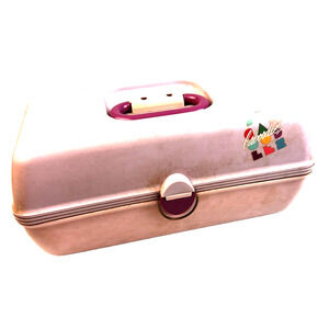 Caboodles On The Go Girl Make Up Case 80's Vintage Purple Retro Mirrored Plastic